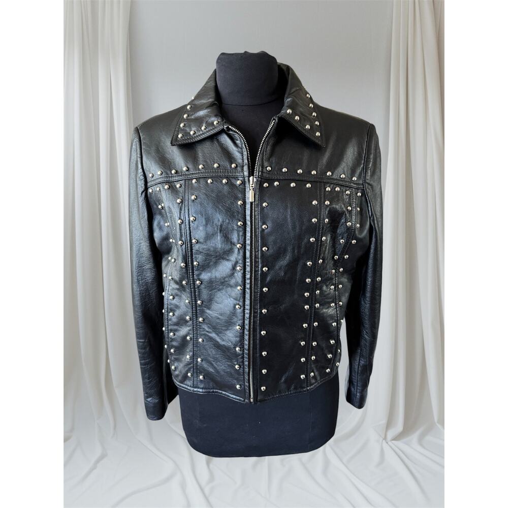 Women's Studded Vintage Leather Jacket, L